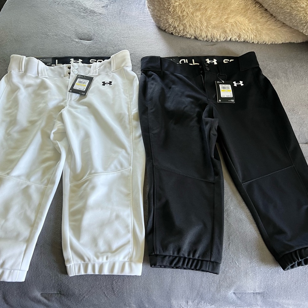 Under Armour Black and White Softball Pants new with tags